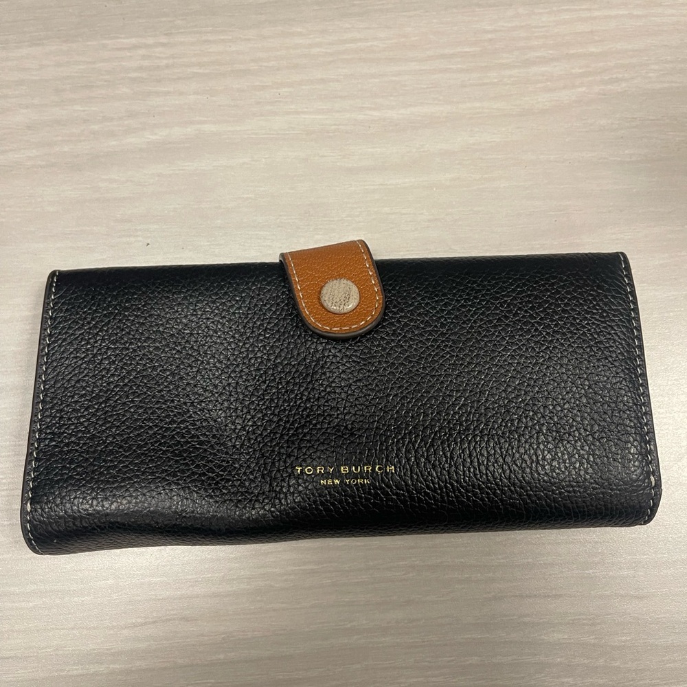 Tory Burch Black and Brown Leather Wallet